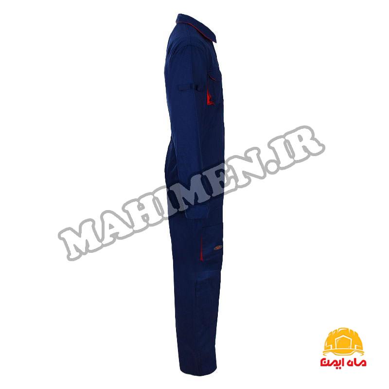 لباس کار یکسره کتان مهندسی رنگ آبی نفتی نارنجی مدل پاور