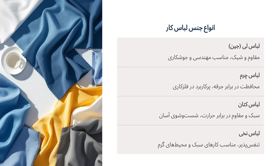 انواع لباس کار بر اساس جنس